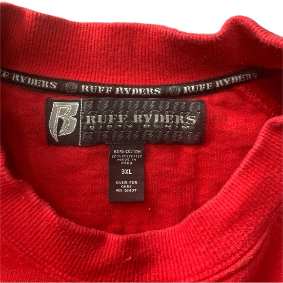 DMX Ruff Ryders Dirty Denim “Ryde or Die” Red Embroidered Crewneck - Picture 5 of 8